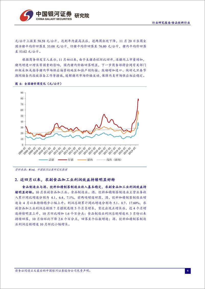 《食品饮料行业11月行业动态报告：猪价近期明显回落，11月板块有所调整-20191129-银河证券-35页》 - 第8页预览图