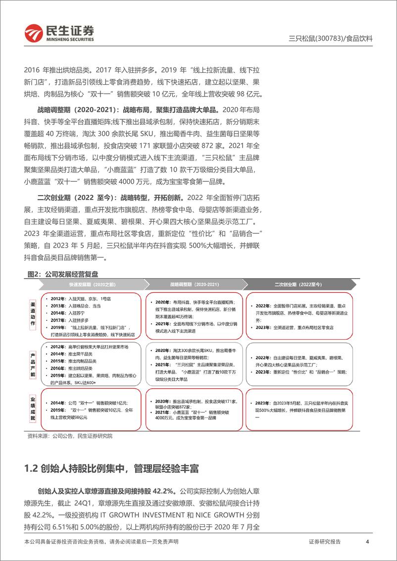 《民生证券-三只松鼠-300783-首次覆盖报告：战略转型焕新篇，轻舟已过万重山》 - 第4页预览图