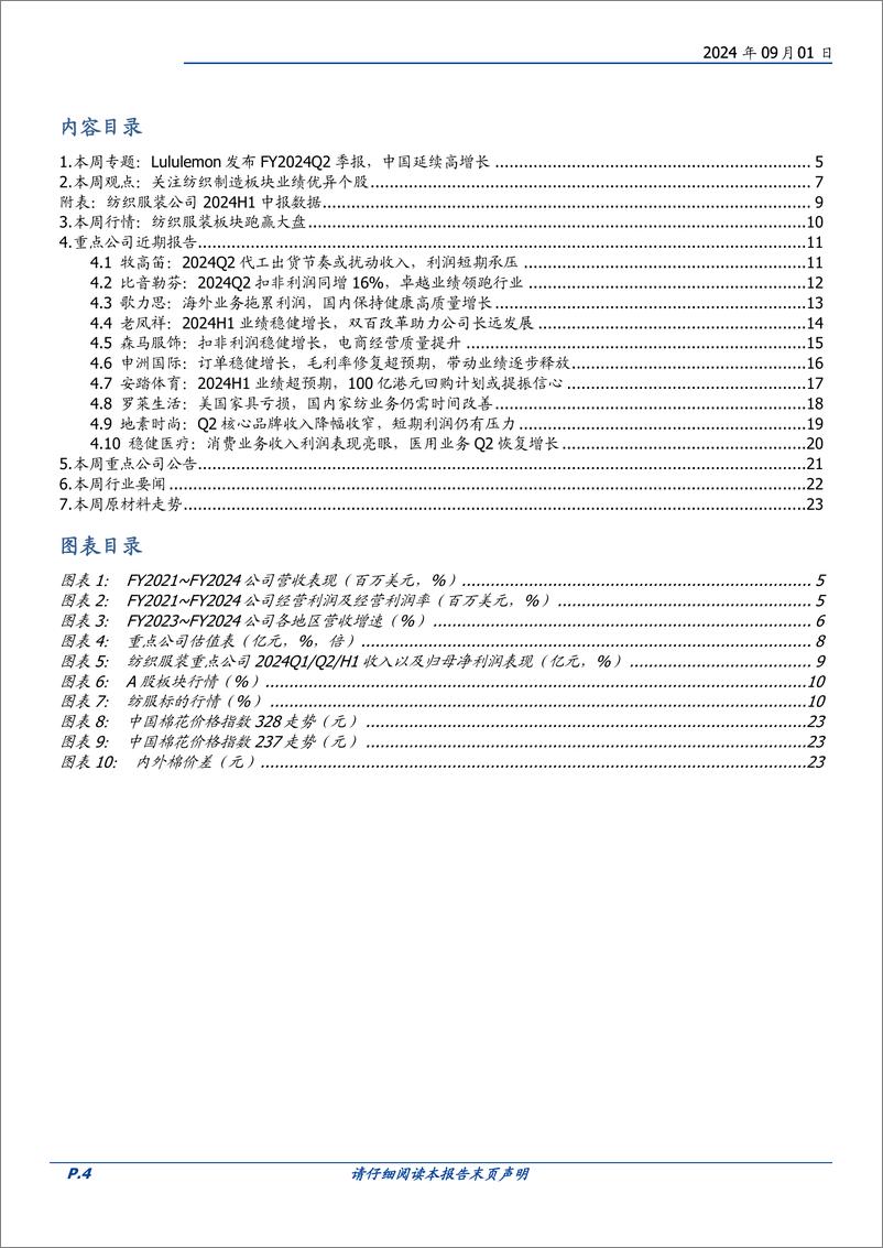 《纺织服饰行业周专题：Lululemon发布FY2024Q2季报，中国延续高增长-240901-国盛证券-25页》 - 第4页预览图