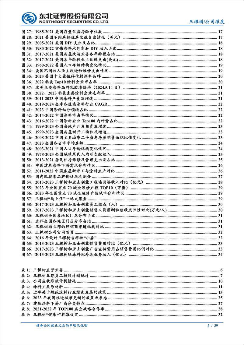 《三棵树(603737)期待重涂改善需求，渠道扩张助力成长-240515-东北证券-39页》 - 第3页预览图