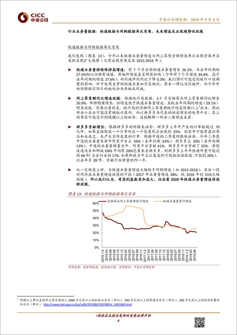 《交通运输行业：快递数据细细拆，从中报看竞争与分化-20190906-中金公司-18页》 - 第7页预览图