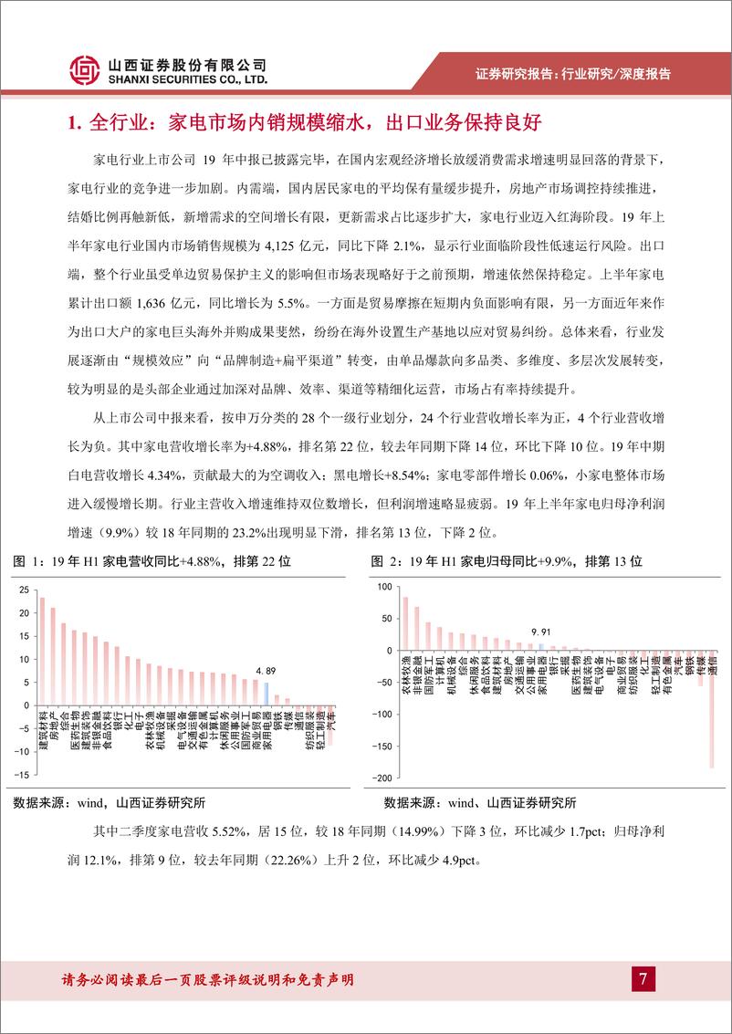 《家电行业中报综述：行业平淡，聚焦头部企业表现-20190905-山西证券-27页》 - 第8页预览图