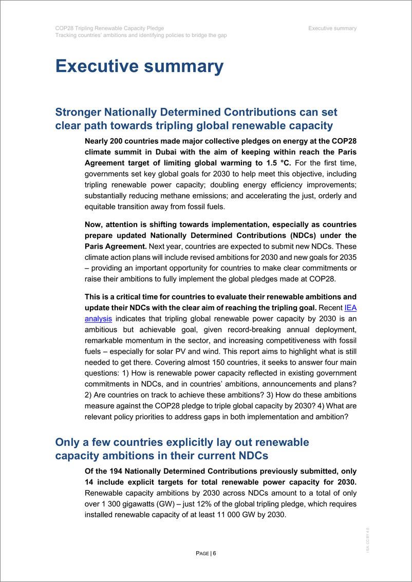 《国际能源署-COP28可再生能源容量承诺翻三番（英）-2024-55页》 - 第6页预览图