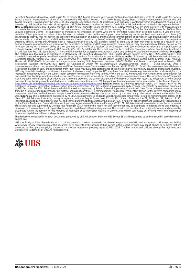 《UBS Economics-US Economic Perspectives _Changing our rate call one 2024 c...-108682043》 - 第6页预览图