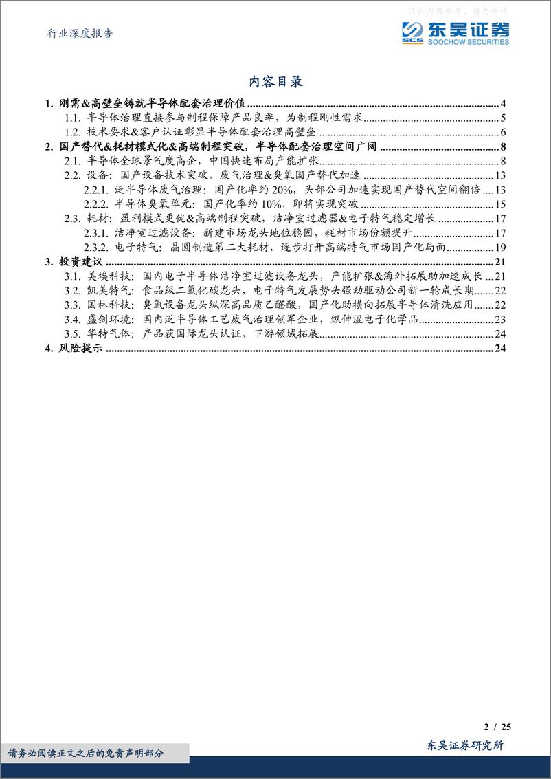 《东吴证券-环保行业深度报告-半导体配套治理：刚需&高壁垒铸就价值，设备国产替代&耗材突破高端制程！-230417》 - 第2页预览图