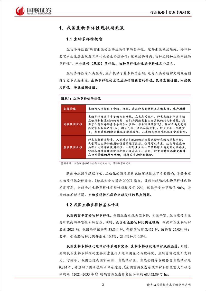 《环保行业前瞻研究：生物多样性，我国政策与金融支持现状-240723-国联证券-14页》 - 第3页预览图