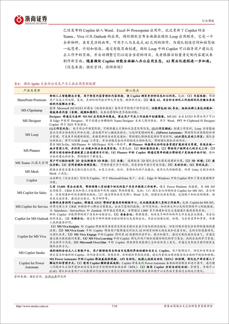 《2023-11-26-信息技术-人工智能行业周报：微软Ignite大会举办，Copilot全面融入办公应用生态-浙商证券》 - 第7页预览图