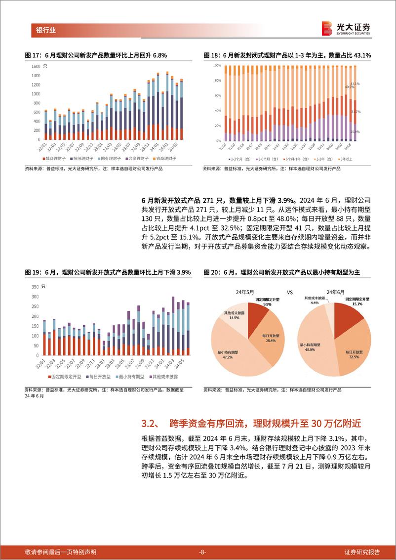 《银行业理财月度观察(2024年7月)：重返30万亿-240723-光大证券-11页》 - 第8页预览图