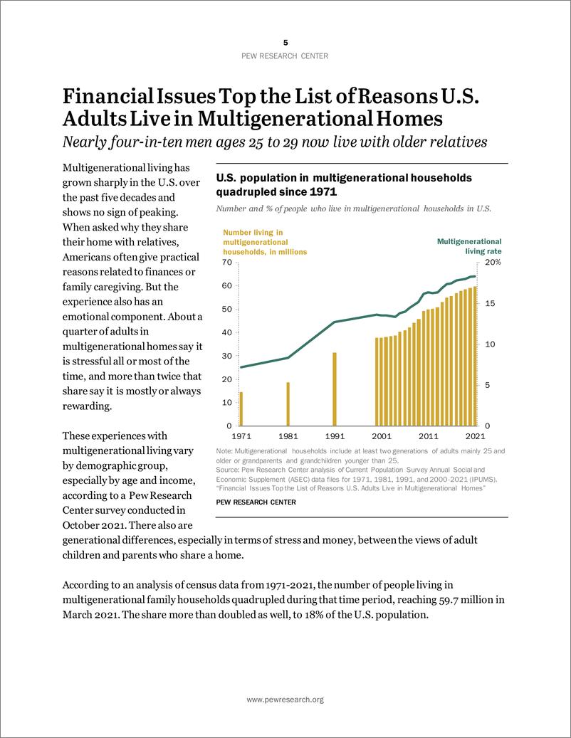 《皮尤-经济问题是美国成年人居住在多代同堂家庭的首要原因（英）-2022.3-39页》 - 第7页预览图