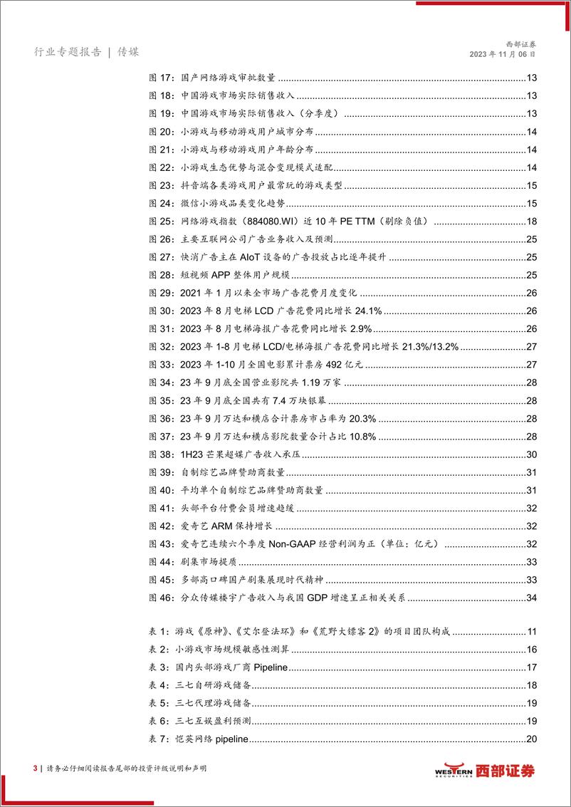 《传媒行业2024年策略报告：AI降本，小游戏带来增量；广告及影视持续修复-20231106-西部证券-38页》 - 第4页预览图