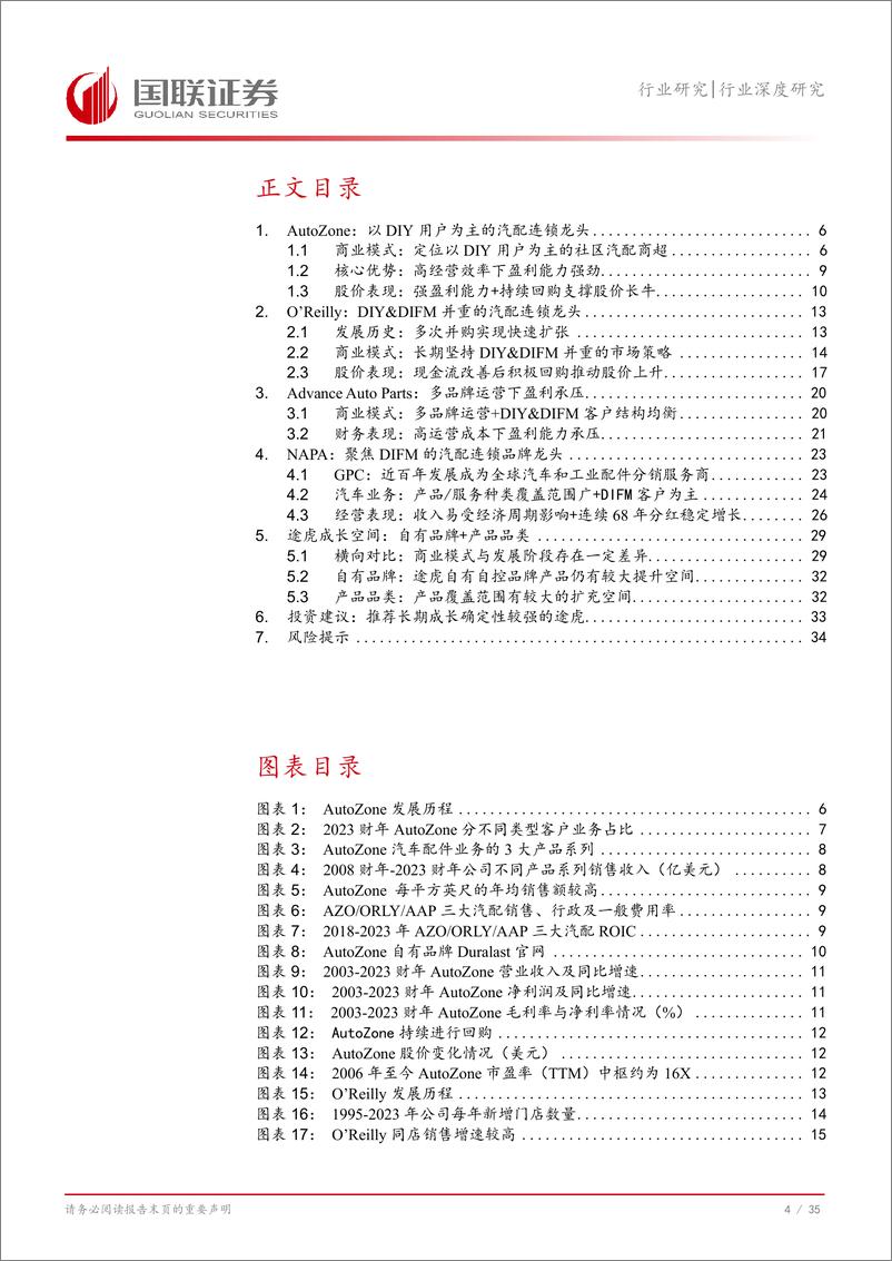 《商贸零售行业途虎深度系列3：复盘美国汽车后市场，连锁龙头穿越周期(公司篇)-241112-国联证券-36页》 - 第4页预览图