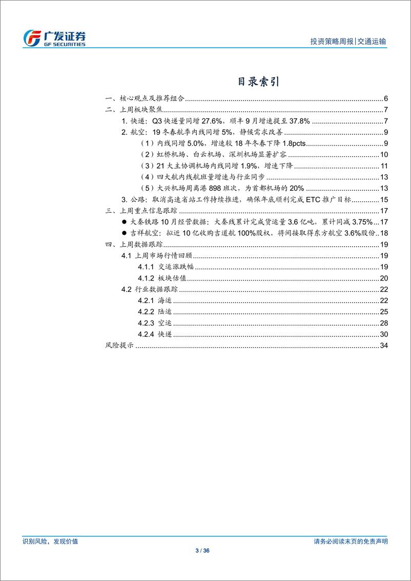 《交通运输行业：大秦10月运量有所回升，吉祥拟间接增持东航股份-20191111-广发证券-36页》 - 第4页预览图