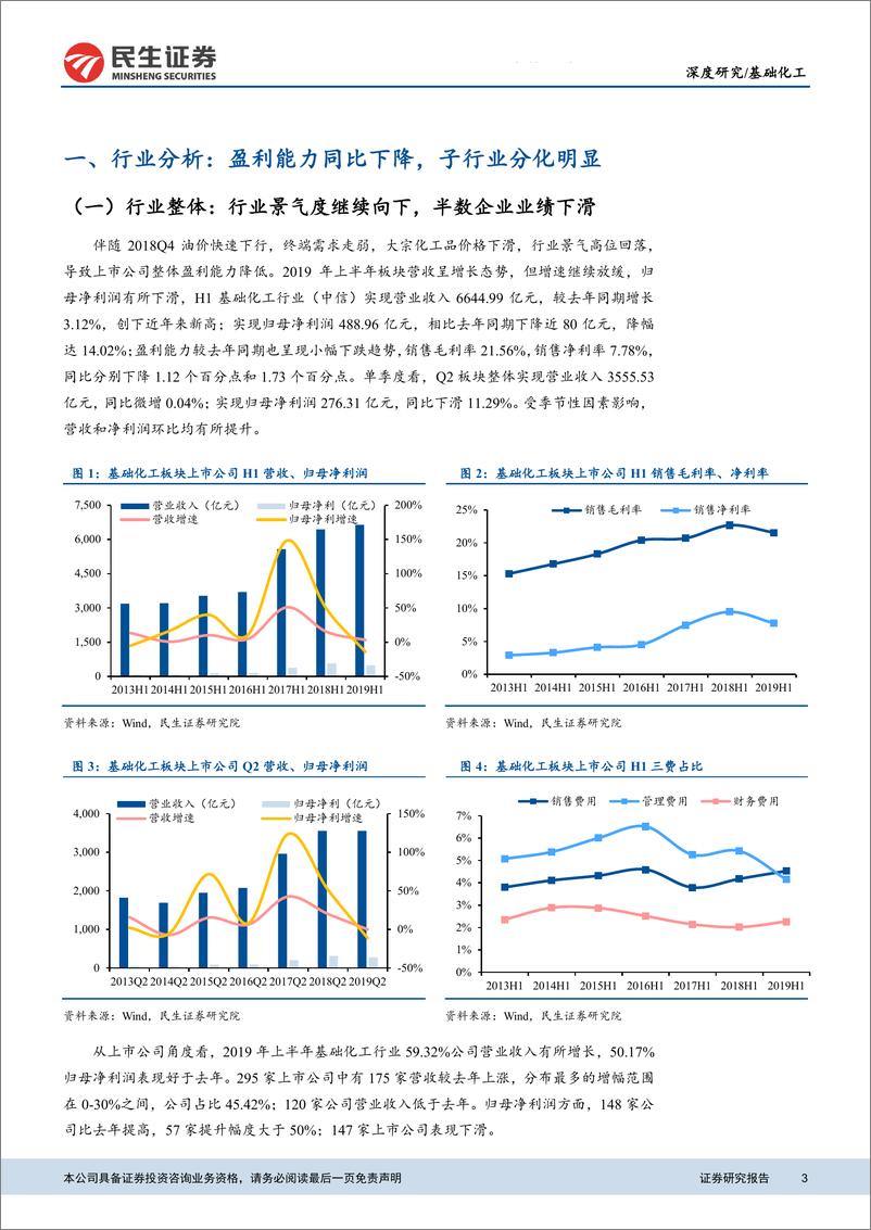 《基础化工行业2019年中报总结：大宗龙头优势显现，消费成长持续向好-20190906-民生证券-35页》 - 第4页预览图