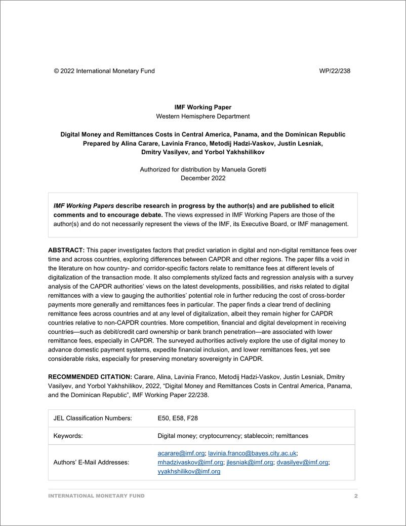 《IMF-中美洲、巴拿马和多米尼加共和国的数字货币和汇款成本（英）-2022.12-29页》 - 第3页预览图