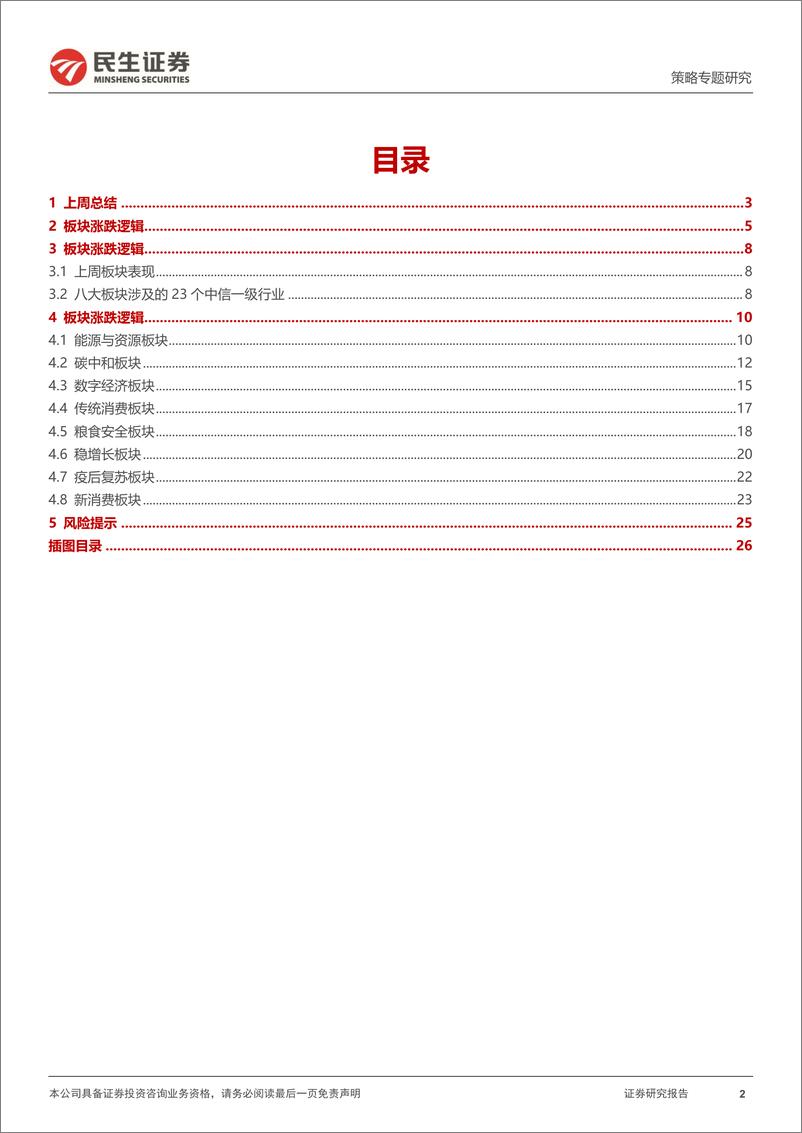 《策略专题研究：行业信息跟踪，新老消费表现内部分化，煤炭、工业金属价格回升-20220816-民生证券-27页》 - 第3页预览图