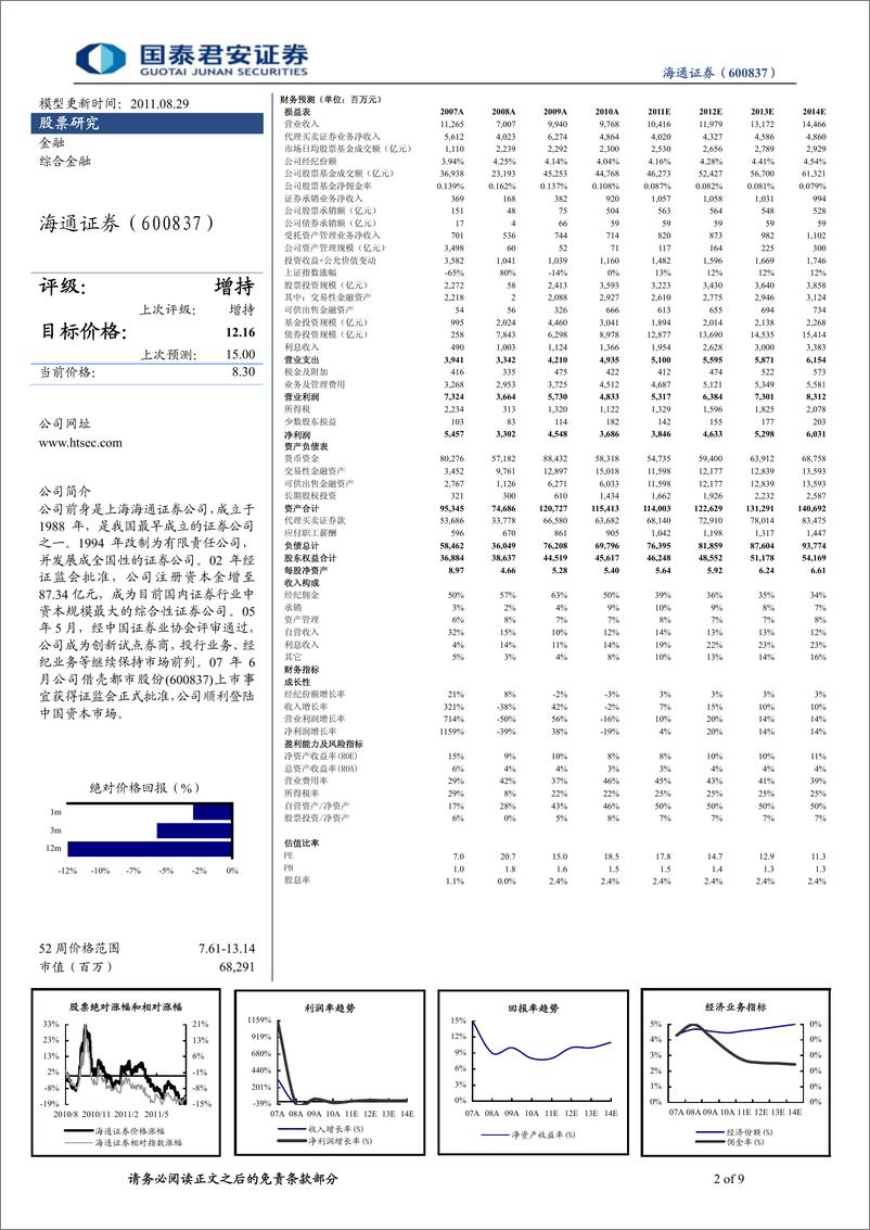 《海通证券（国泰君安）-中报点评-业绩好于预期，融资融券弹性首选标的-110829》 - 第2页预览图