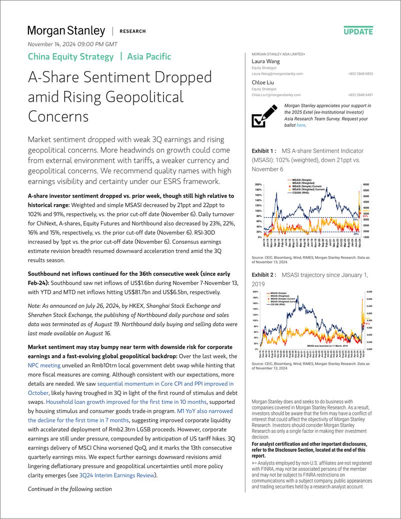 《Morgan Stanley-China Equity Strategy A-Share Sentiment Dropped amid Rising...-111605532》 - 第1页预览图