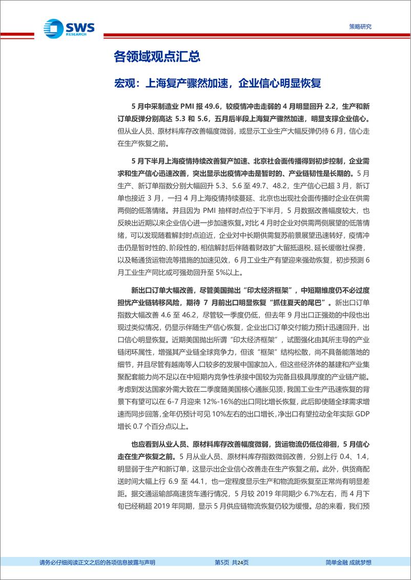 《关键假设表调整与交流精粹（2022年6月）：外需担忧叠加“印太经济框架”启动，各行业出口怎么看？-20220602-申万宏源-24页》 - 第6页预览图