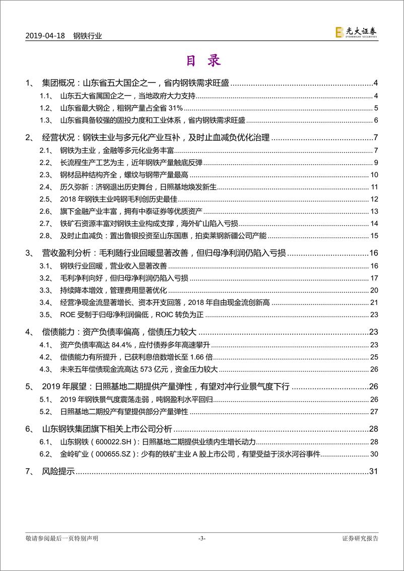 《钢铁行业山东钢铁集团专题研究：“止血”减负进行时，盈利能力有望持续改善-20190418-光大证券-32页》 - 第4页预览图