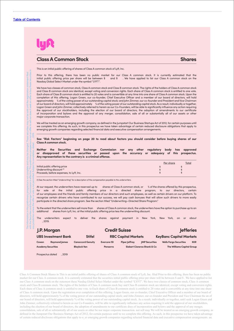 《美国证券交易委员会-网约车独角兽Lyft IPO 报告-S-1版（英文）-2019.3.1-278页》 - 第4页预览图