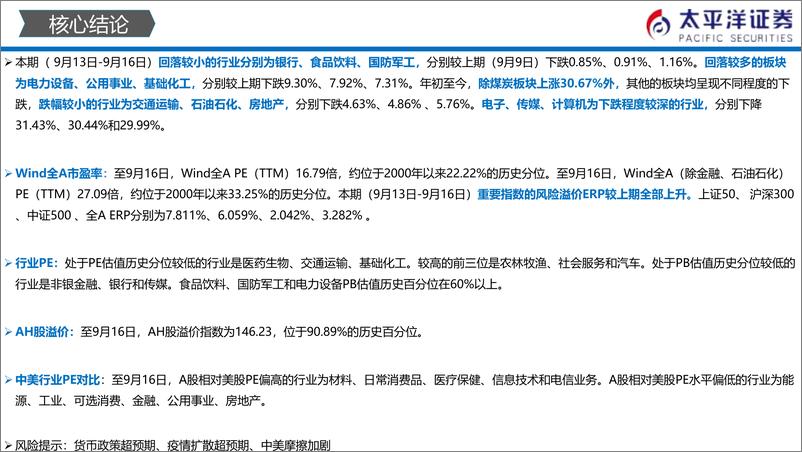 《太平洋证券-中外股票估值追踪及对比：全市场与各行业估值跟踪-20220917-27页》 - 第4页预览图