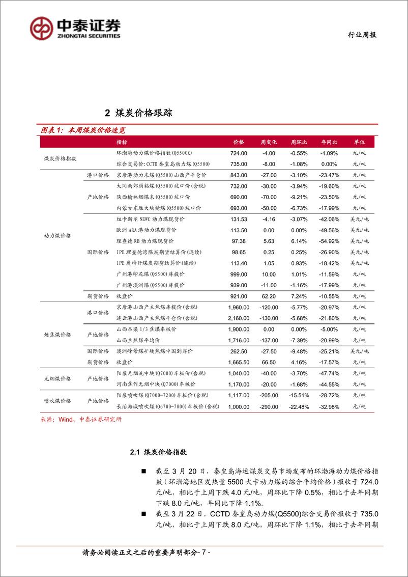 《煤炭行业周报：中国神华高比例分红提振板块信心，港口煤价止跌企稳缓释悲观情绪-中泰证券》 - 第7页预览图