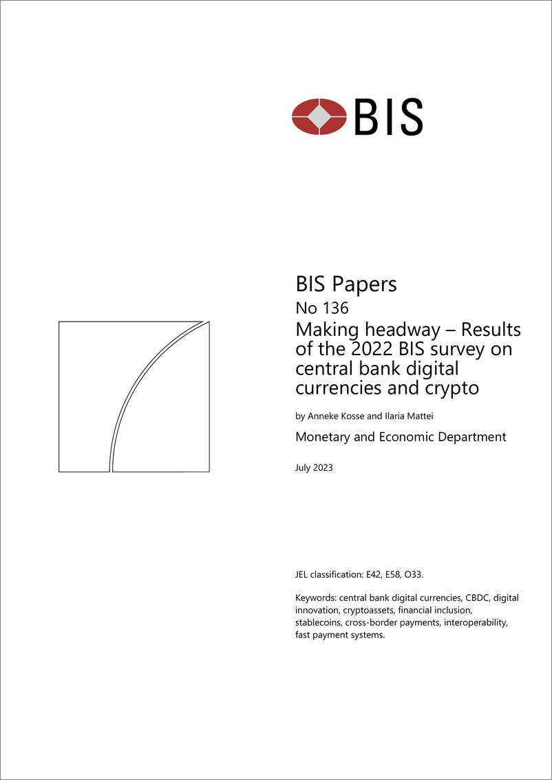 报告《2022年中央银行数字货币和加密货币调查结果（英）-32页》的封面图片