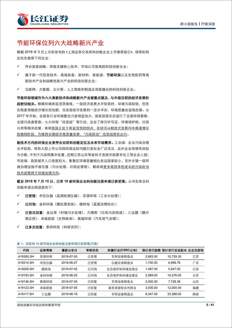 《环保行业：科创板节能环保行业投资策略-20190719-长江证券-41页》 - 第6页预览图