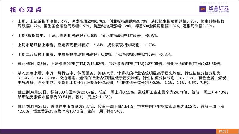 《华鑫证券-市场估值水平概览：市场估值到哪了？-230504》 - 第3页预览图