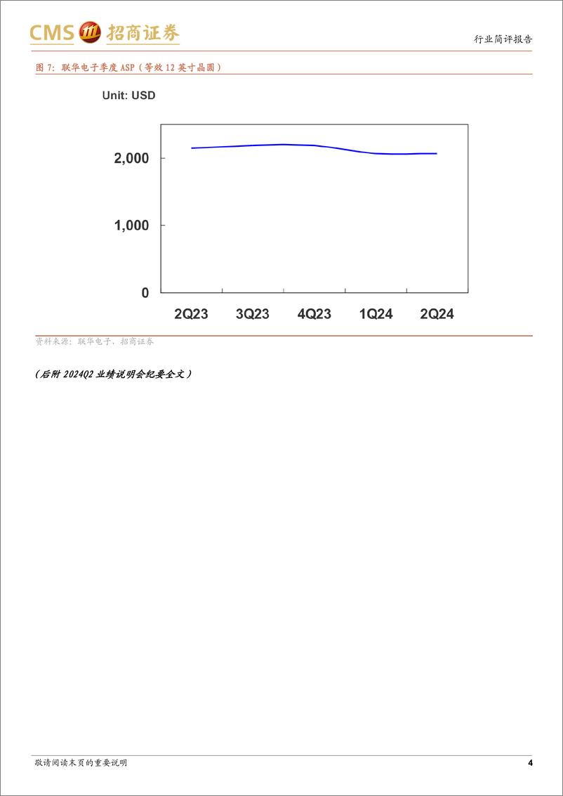 《电子行业UMC＋24Q2跟踪报告：通讯、消费、PC需求温和复苏，指引24Q3稼动率环比持续增长-240806-招商证券-10页》 - 第4页预览图