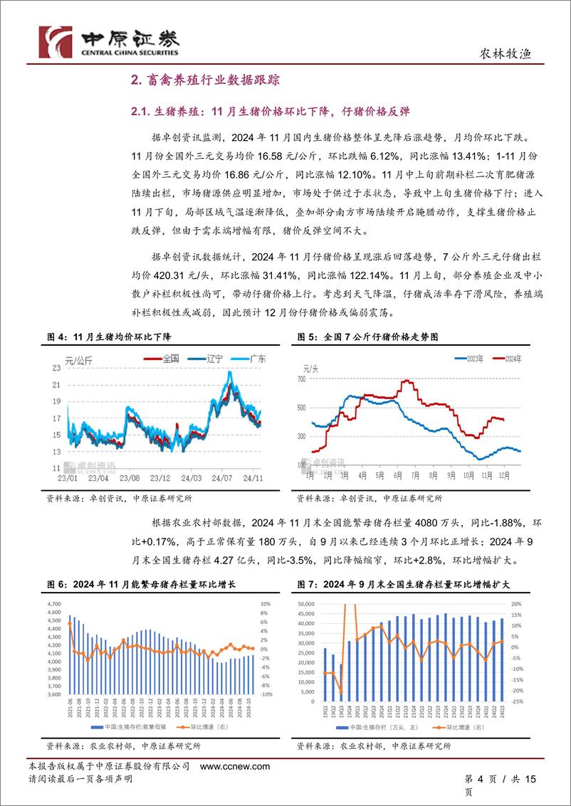 《农林牧渔行业月报：鸡价延续反弹趋势，宠物食品出口数据维持同比增长-241225-中原证券-15页》 - 第4页预览图