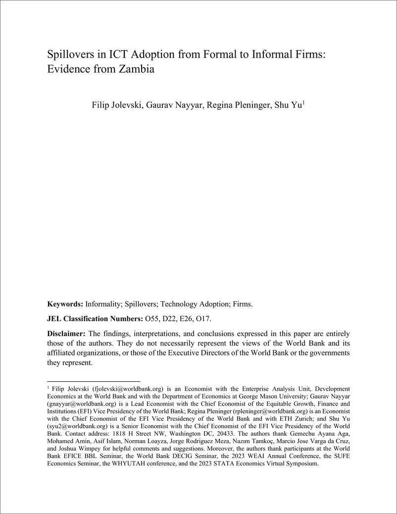 《世界银行-正规企业向非正规企业采用信通技术的溢出效应：来自赞比亚的证据（英）-2024.4-40页》 - 第3页预览图