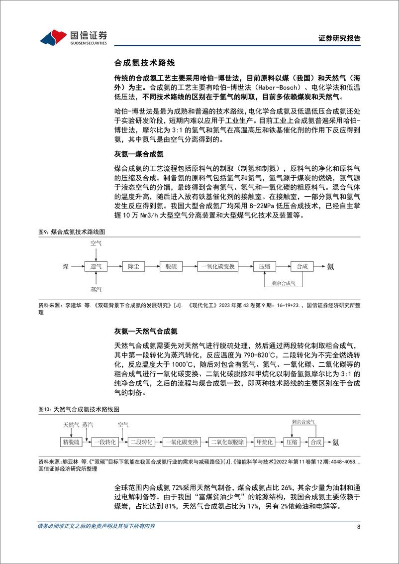 《电力设备行业绿氨产业发展分析：合成氨产业绿色转型，火电减排前景可期-241205-国信证券-34页》 - 第8页预览图