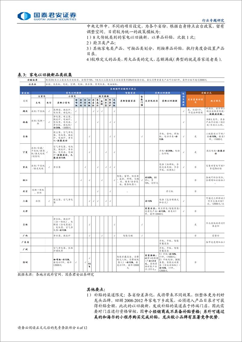 《家电行业补贴政策系列更新：补贴再加码，湖北先行已受益-240909-国泰君安-12页》 - 第4页预览图