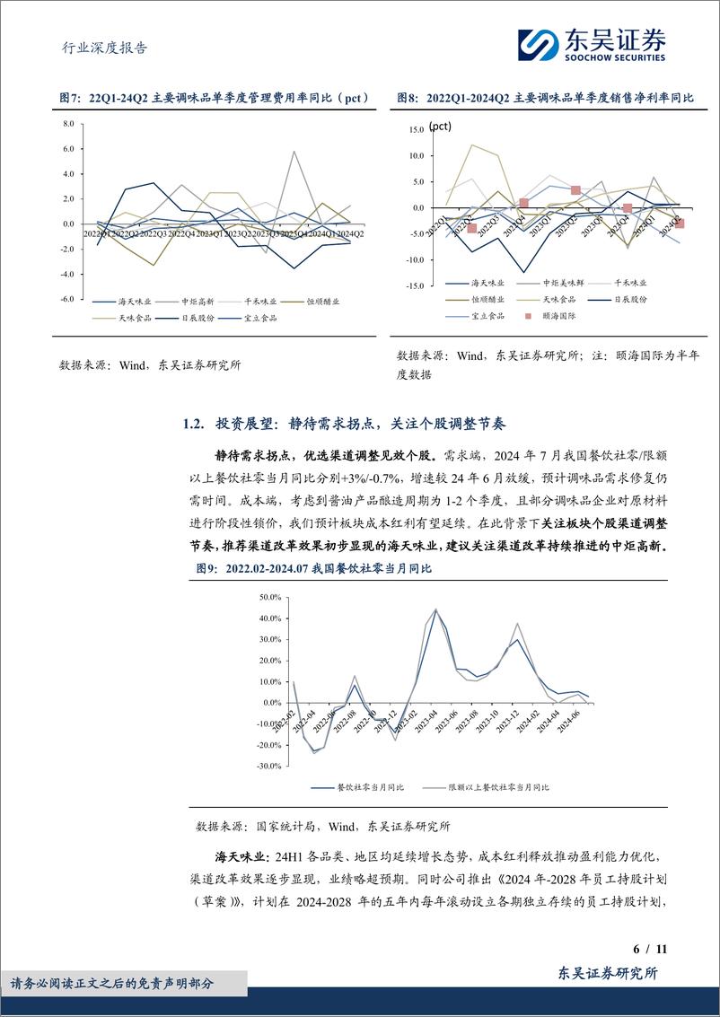 《食品饮料行业深度报告：调味品%26乳制品2024年中报总结，需求承压，调整在途-240904-东吴证券-11页》 - 第6页预览图