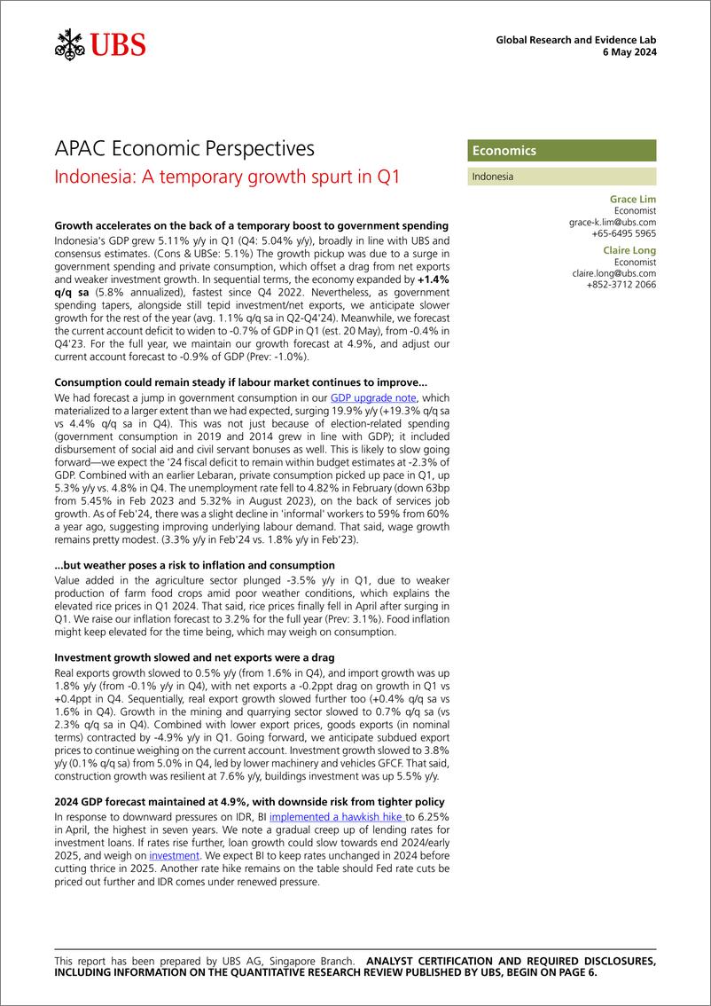 《UBS Economics-APAC Economic Perspectives _Indonesia A temporary growth sp...-108072825》 - 第1页预览图