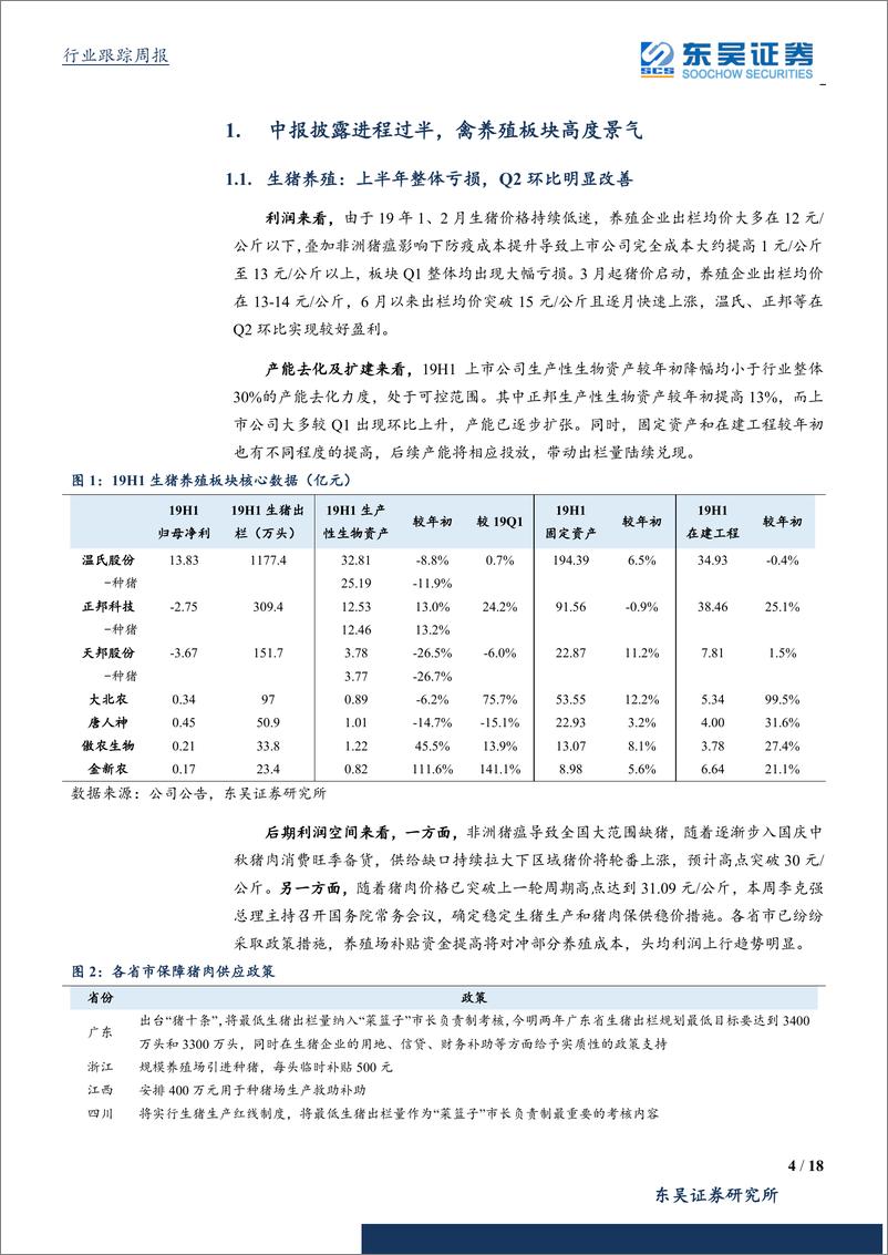 《农林牧渔行业：中报披露进程过半，禽养殖板块高度景气-20190825-东吴证券-18页》 - 第5页预览图