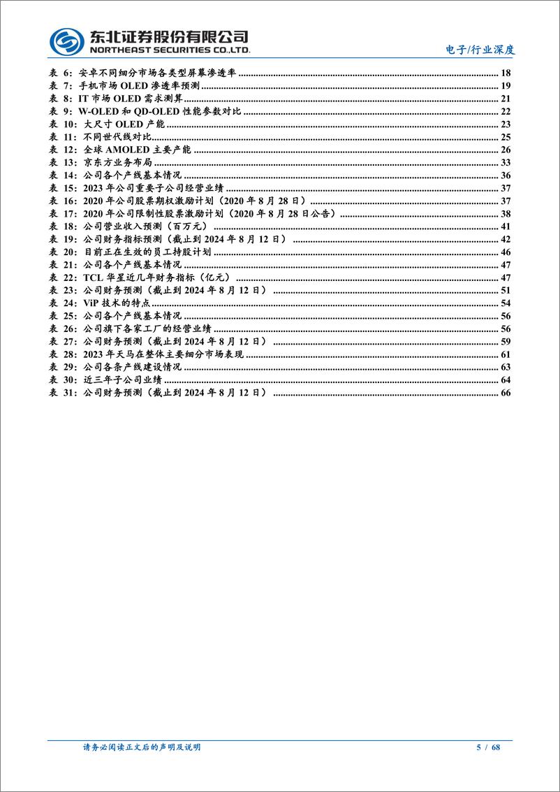 《OLED行业深度报告：全行业供需结构逐步优化，中国厂商赢得优势-240813-东北证券-68页》 - 第5页预览图