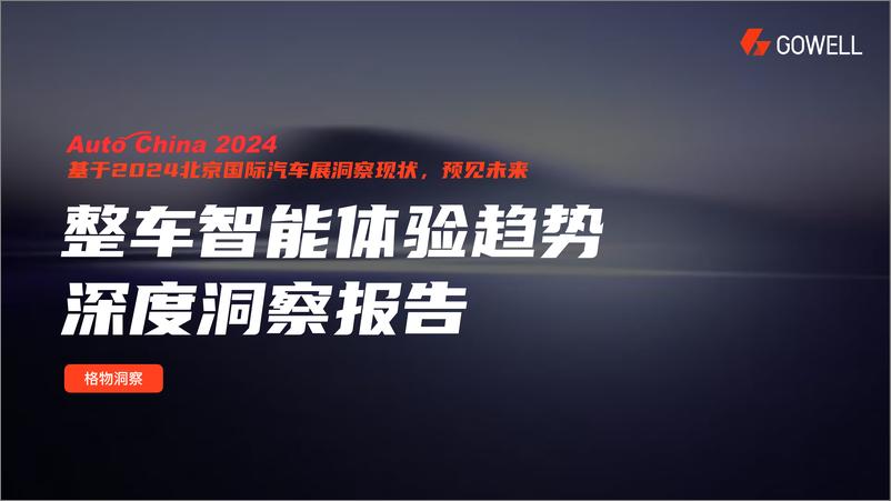 《2024年整车智能体验趋势深度洞察报告-格物咨询与设计》 - 第1页预览图