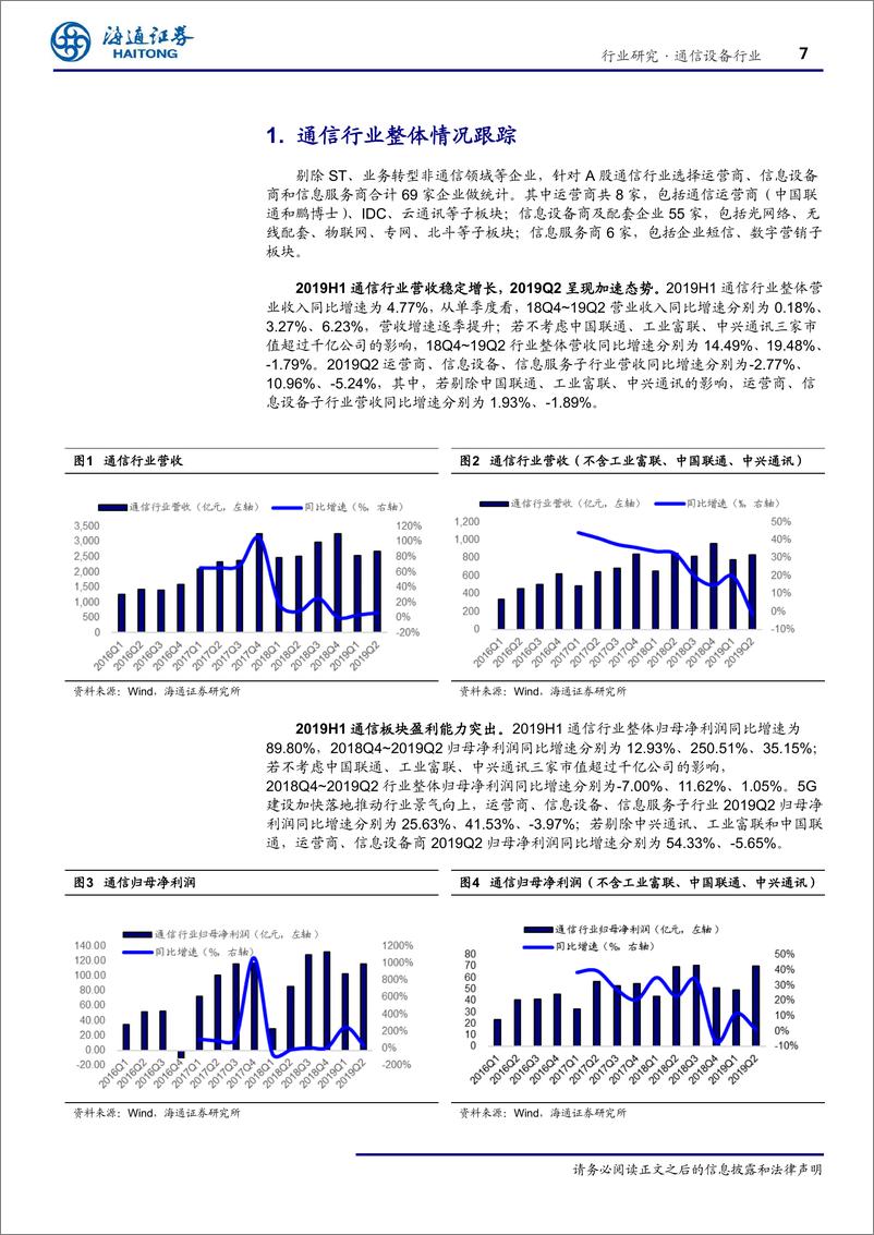 《通信设备行业专题报告：上半年行业盈利加速，受益5G、云计算迎来行业景气周期共振向上-20190917-海通证券-26页》 - 第8页预览图