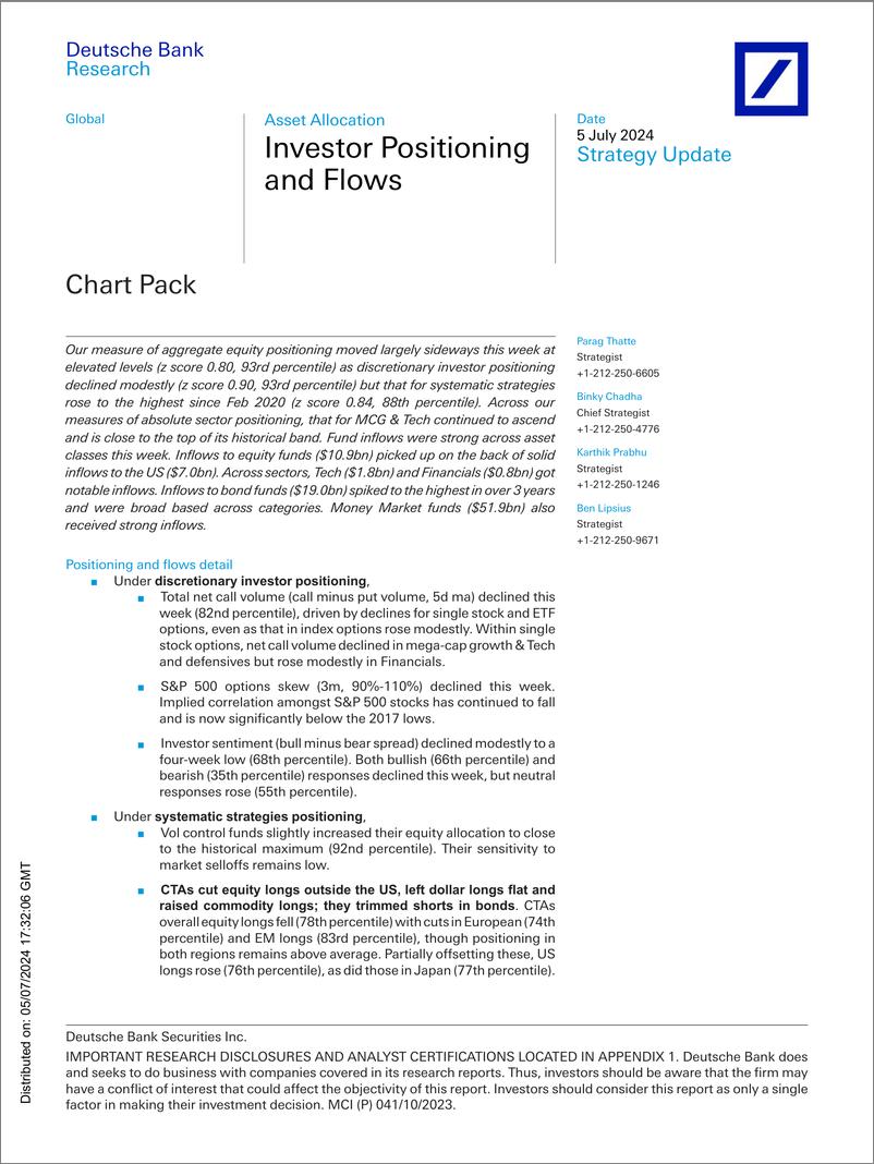 《Deutsche Bank-Investor Positioning and Flows Chart Pack-109058920》 - 第1页预览图