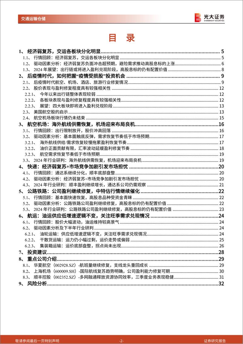 《交通运输行业2024年投资策略：方兴未艾，万象更新-20231107-光大证券-33页》 - 第3页预览图