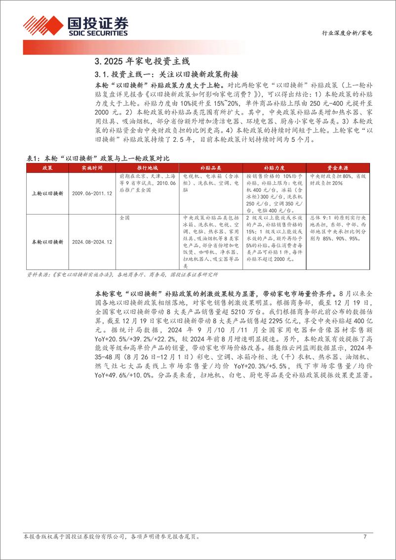 《2025年家电行业策略报告：内销走出休息区，关注外销自主品牌-241228-国投证券-28页》 - 第7页预览图