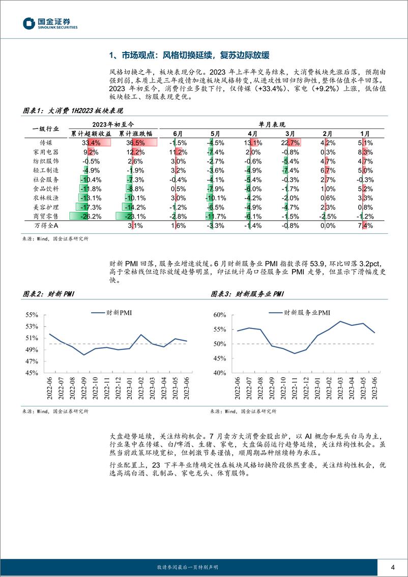 《主要消费产业行业：风格切换延续，复苏边际放缓-20230709-国金证券-18页》 - 第5页预览图