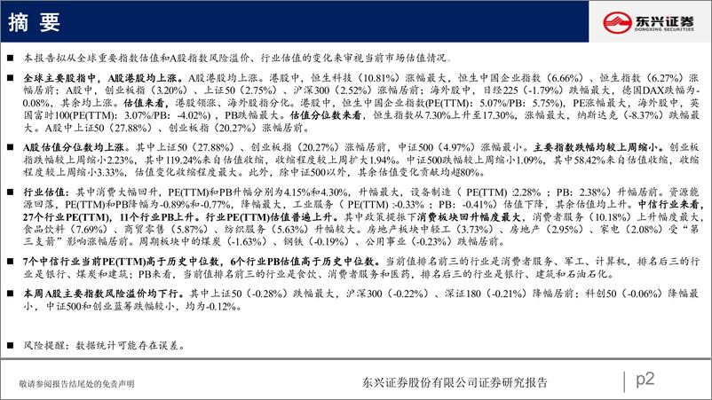 《A股市场估值跟踪三十一：消费再度修复-20221205-东兴证券-23页》 - 第3页预览图