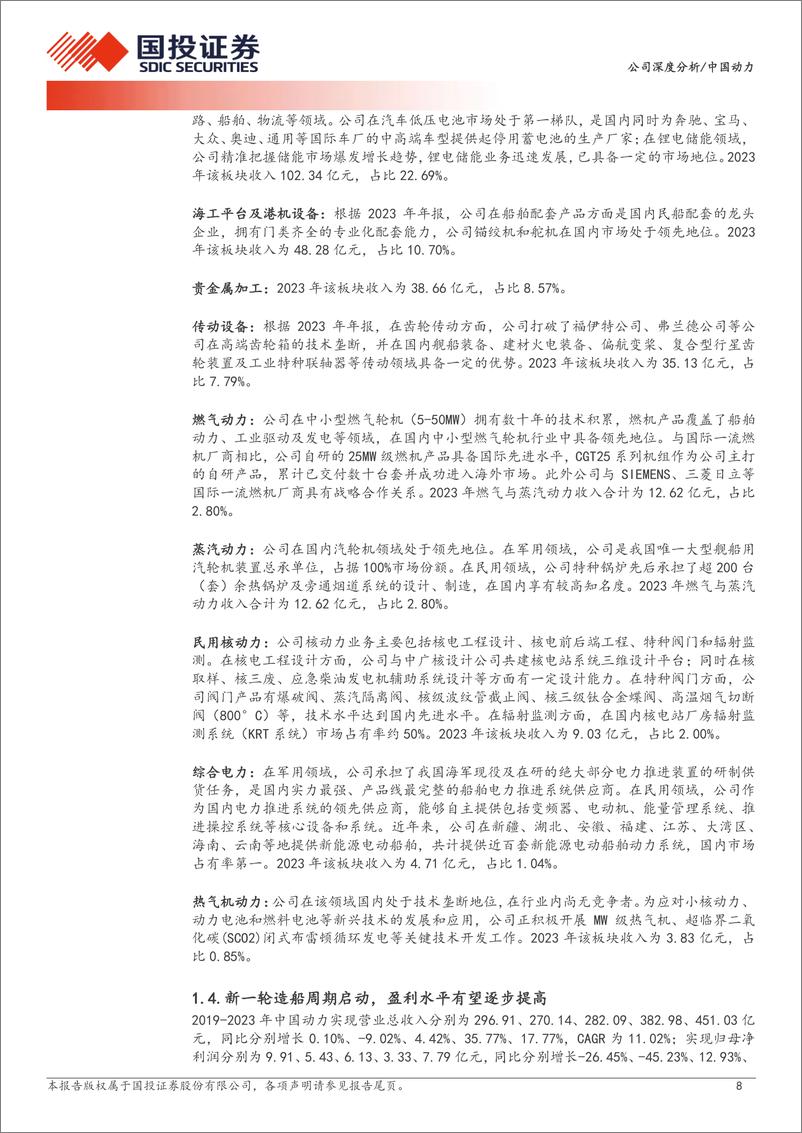 《中国动力(600482)船舶的“心脏”，产业链的核心(更正报告)-240820-国投证券-29页》 - 第8页预览图