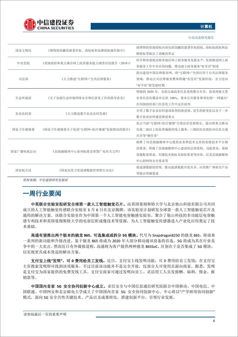 《计算机行业：数字中国峰会指引热点未来走向，多行业迎来政策密集指导-20190521-中信建投-10页》 - 第6页预览图