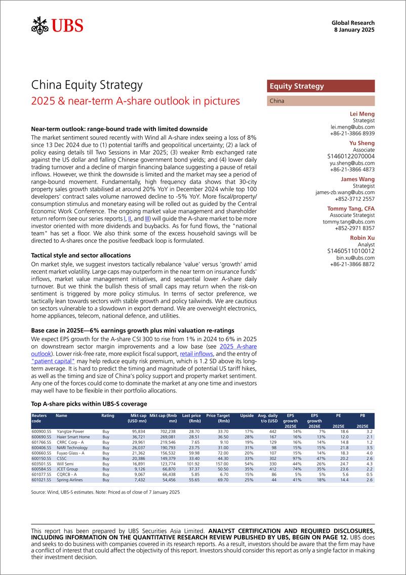 《UBS Equities-China Equity Strategy _2025  near-term A-share outlook in p...-112685808》 - 第1页预览图