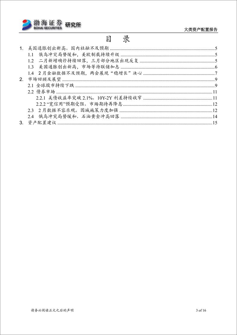 《2022年3月大类资产配置报告：俄乌冲突局势缓和，A股市场迎配置机会-20220315-渤海证券-16页》 - 第4页预览图