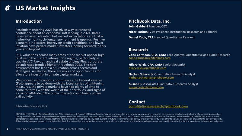 《PitchBook-2024年一季度量化视角：美国市场洞察（英）-2024-71页》 - 第2页预览图